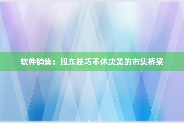 软件销售：股东技巧不休决策的市集桥梁